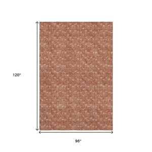 HomeRoots 8' X 10' Stylish Terra Cotta & Ivory Geometric Area Rug - Washable, Durable, UV Protected Design 647126