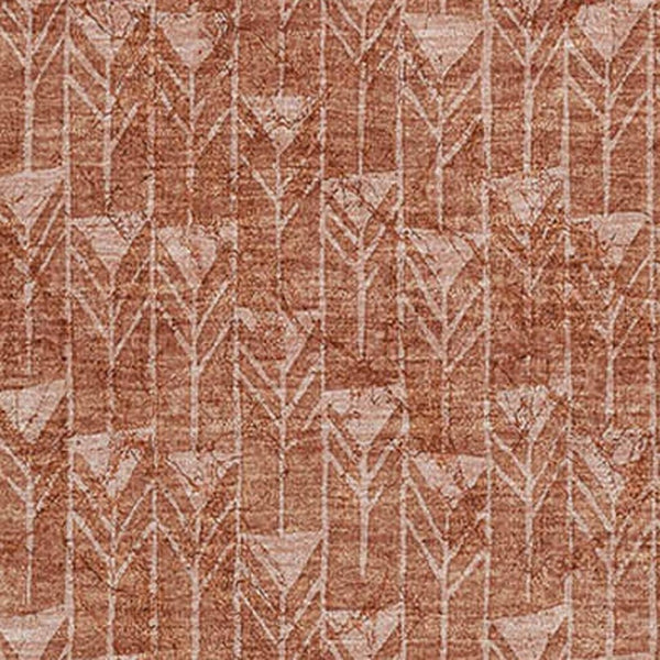 HomeRoots 8' X 10' Stylish Terra Cotta & Ivory Geometric Area Rug - Washable, Durable, UV Protected Design 647126