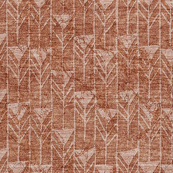 HomeRoots 9' X 12' Terra Cotta Geometric Area Rug – Stylish, Washable, Stain-Resistant with UV Protection Ideal for Homes 647127