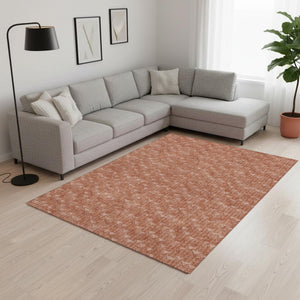 HomeRoots 10' X 14' Terra Cotta & Ivory Geometric Washable Area Rug - Stylish, Durable, and UV Protected! 647128