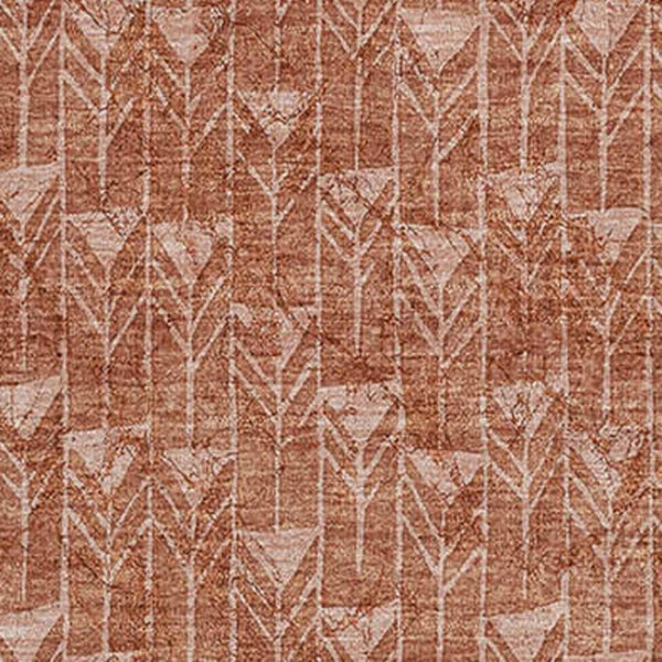 HomeRoots 10' X 14' Terra Cotta & Ivory Geometric Washable Area Rug - Stylish, Durable, and UV Protected! 647128