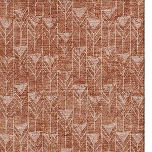 HomeRoots 10' X 14' Terra Cotta & Ivory Geometric Washable Area Rug - Stylish, Durable, and UV Protected! 647128