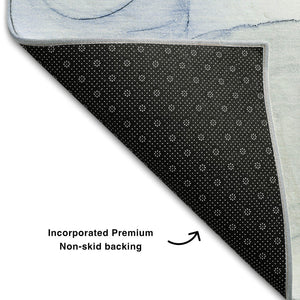 HomeRoots 8' X 10' Washable Blue and Ivory Abstract Area Rug with UV Protection, Perfect for Kids and Pets! 647132