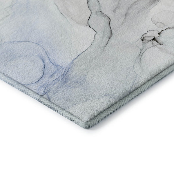 HomeRoots 10' X 14' Blue And Ivory Abstract Washable Area Rug - UV Resistant, Stylish & Easy to Clean for Homes 647134