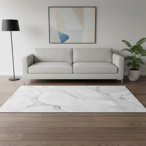 HomeRoots 5' X 8' Gray And Ivory Abstract Area Rug - Washable, UV-Protected, Durable for High-Traffic Spaces 647136