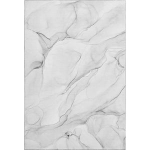 HomeRoots 5' X 8' Gray And Ivory Abstract Area Rug - Washable, UV-Protected, Durable for High-Traffic Spaces 647136