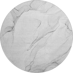 HomeRoots 8' Gray and Ivory Abstract Round Rug - Washable, UV Protected, Durable for High-Traffic Spaces 647137