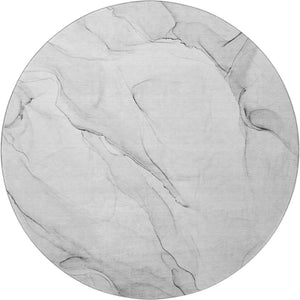 HomeRoots 8' Gray and Ivory Abstract Round Rug - Washable, UV Protected, Durable for High-Traffic Spaces 647137