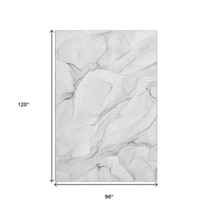 HomeRoots 8' X 10' Gray And Ivory Abstract Area Rug - Washable, UV-Protected, Stain-Resistant for Any Space 647138