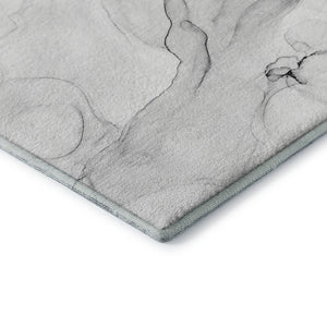 HomeRoots 9' X 12' Gray and Ivory Abstract Area Rug – Washable, UV-Resistant, Stain-Proof, Durable Design 647139