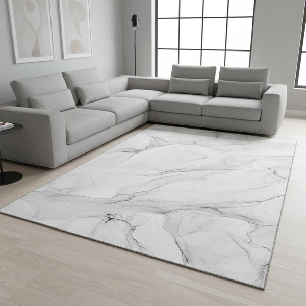 HomeRoots 10' X 14' Gray Abstract Washable Area Rug with UV Protection - Durable, Stylish & Easy Care for Homes 647140