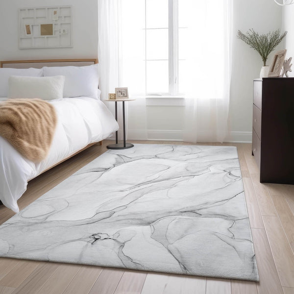 HomeRoots 10' X 14' Gray Abstract Washable Area Rug with UV Protection - Durable, Stylish & Easy Care for Homes 647140