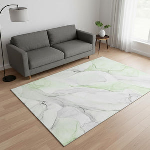 HomeRoots 5' X 8' Green and Ivory Abstract Area Rug - Washable, UV Protected, Stain Resistant for Active Homes 647142