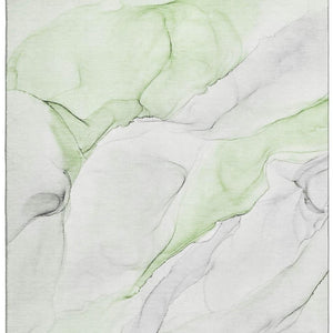 HomeRoots 8' X 10' Green And Ivory Abstract Washable Area Rug - Durable, UV-Protected, Stylish for High-Traffic Spaces 647144