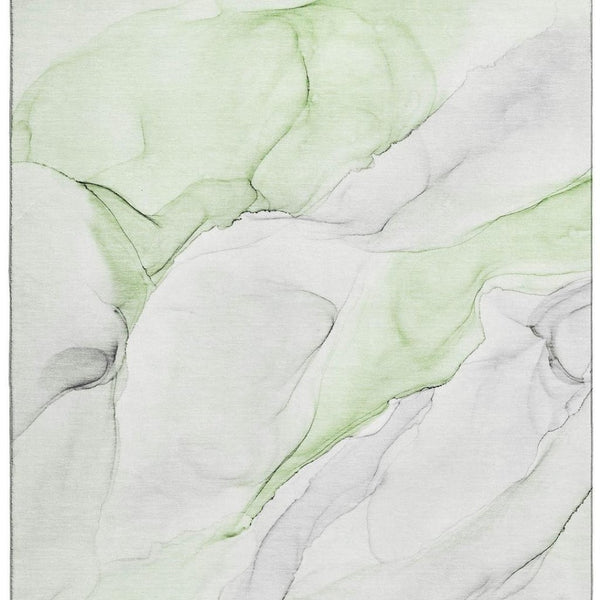 HomeRoots 8' X 10' Green And Ivory Abstract Washable Area Rug - Durable, UV-Protected, Stylish for High-Traffic Spaces 647144