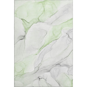 HomeRoots 8' X 10' Green And Ivory Abstract Washable Area Rug - Durable, UV-Protected, Stylish for High-Traffic Spaces 647144