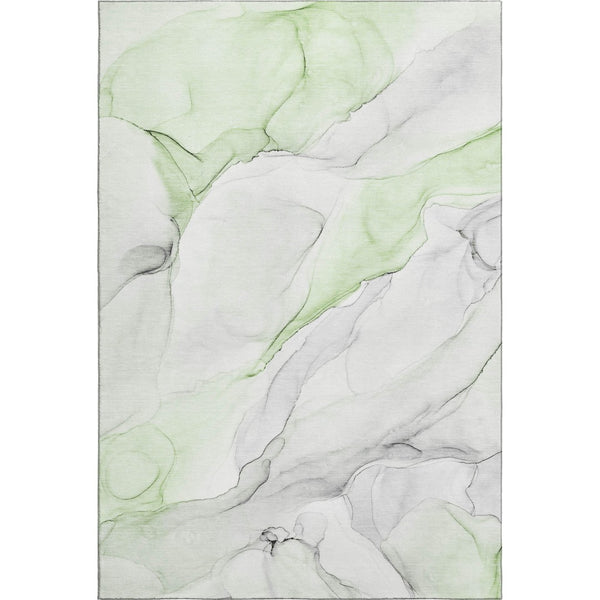 HomeRoots 8' X 10' Green And Ivory Abstract Washable Area Rug - Durable, UV-Protected, Stylish for High-Traffic Spaces 647144