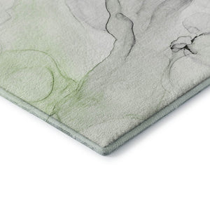 HomeRoots 8' X 10' Green And Ivory Abstract Washable Area Rug - Durable, UV-Protected, Stylish for High-Traffic Spaces 647144