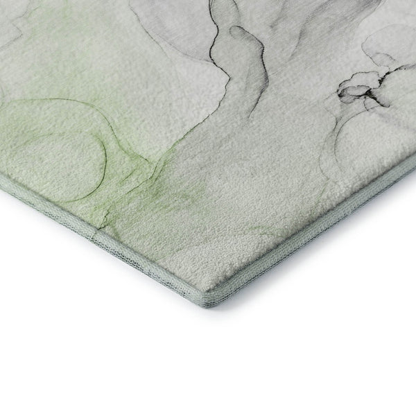 HomeRoots 8' X 10' Green And Ivory Abstract Washable Area Rug - Durable, UV-Protected, Stylish for High-Traffic Spaces 647144