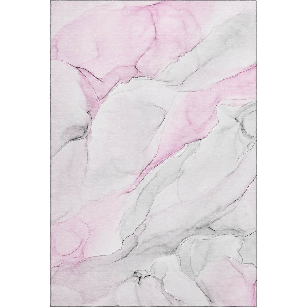 HomeRoots 5' X 8' Pink and Ivory Abstract Area Rug – Stylish, Stain-Resistant, UV-Protected for Any Room 647148