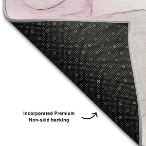 HomeRoots 8' Pink And Ivory Abstract Round Rug - Washable, UV Protected, Stain Resistant for Stylish Living Spaces 647149
