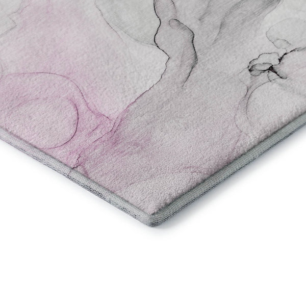 HomeRoots 8' Pink And Ivory Abstract Round Rug - Washable, UV Protected, Stain Resistant for Stylish Living Spaces 647149