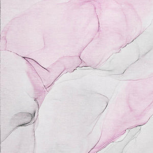 HomeRoots 8' X 10' Pink and Ivory Abstract Washable Area Rug - Stain-Resistant, UV Protected, Modern Style 647150