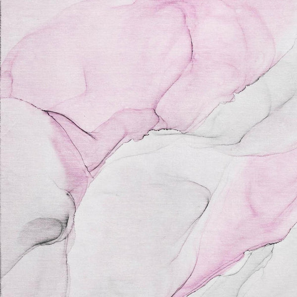 HomeRoots 8' X 10' Pink and Ivory Abstract Washable Area Rug - Stain-Resistant, UV Protected, Modern Style 647150
