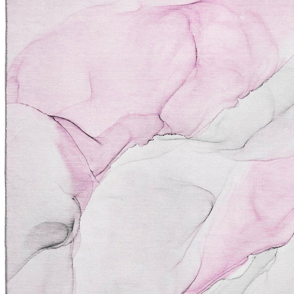 HomeRoots 8' X 10' Pink and Ivory Abstract Washable Area Rug - Stain-Resistant, UV Protected, Modern Style 647150