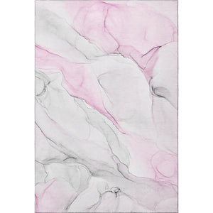 HomeRoots 9' X 12' Pink and Ivory Abstract Area Rug - Washable, UV-Protected, Durable Design for Modern Homes 647151