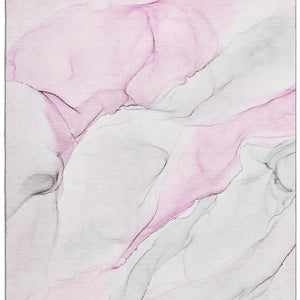 HomeRoots 10' X 14' Pink and Ivory Abstract Area Rug - Washable, UV-Protected, Soft & Stylish for Every Home 647152