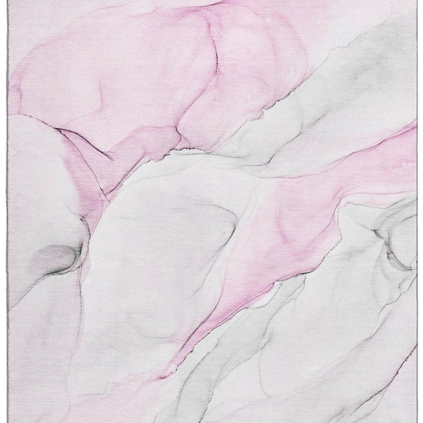HomeRoots 10' X 14' Pink and Ivory Abstract Area Rug - Washable, UV-Protected, Soft & Stylish for Every Home 647152