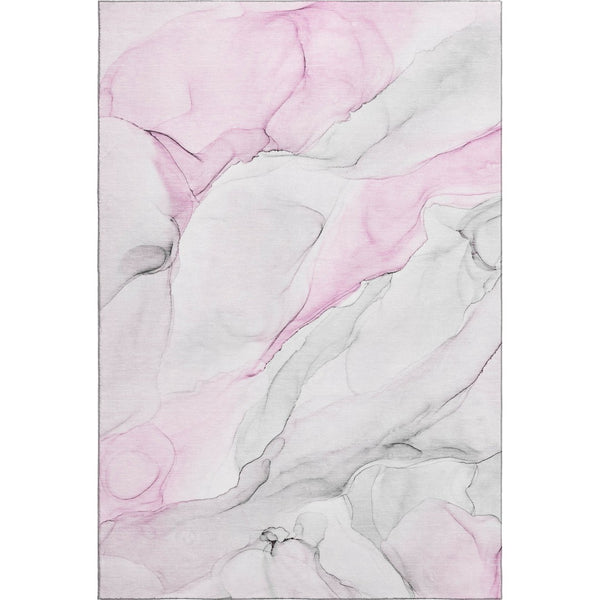 HomeRoots 10' X 14' Pink and Ivory Abstract Area Rug - Washable, UV-Protected, Soft & Stylish for Every Home 647152