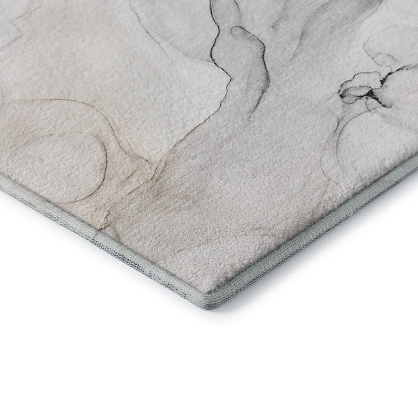 HomeRoots 8' Ivory and Beige Abstract Round Rug - Washable, UV-Protected, Stain-Resistant, Modern Elegance 647155