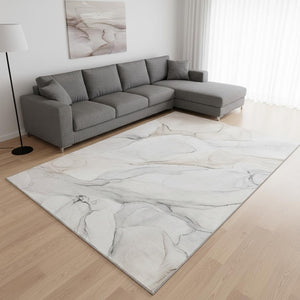 HomeRoots 8' X 10' Ivory and Beige Abstract Area Rug - Stylish, Washable, UV-Protected, Perfect for High-Traffic Spaces 647156