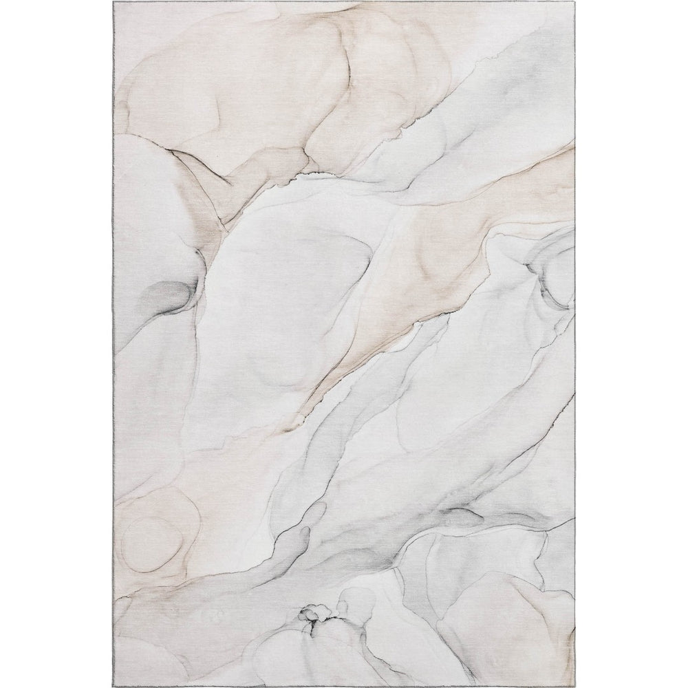 HomeRoots 8' X 10' Ivory and Beige Abstract Area Rug - Stylish, Washable, UV-Protected, Perfect for High-Traffic Spaces 647156