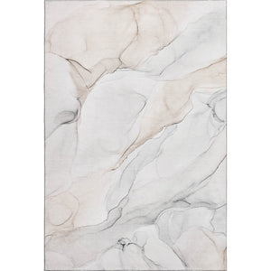 HomeRoots 10' Ivory & Beige Abstract Washable Area Rug - UV Protected, Stain Resistant, Perfect for High-Traffic Homes 647158
