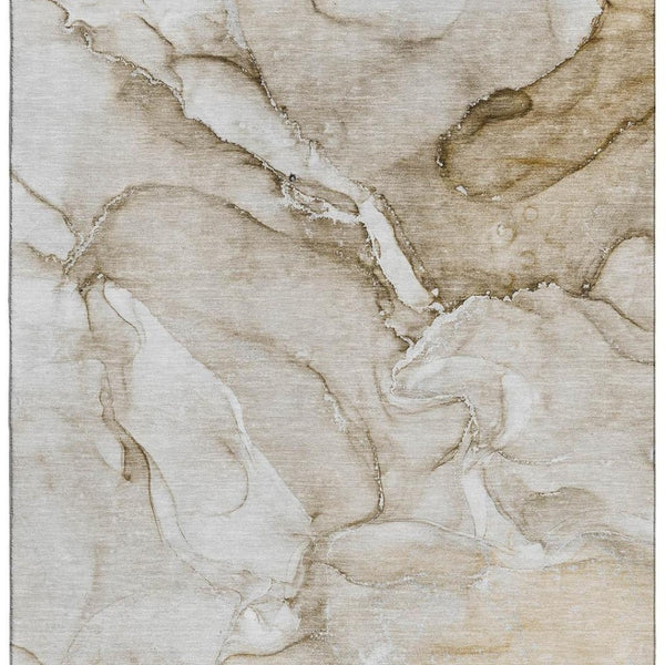 HomeRoots 5' X 8' Brown And Ivory Abstract Rug - Durable, Stain Resistant, UV Protected for Busy Homes & Decor 647160