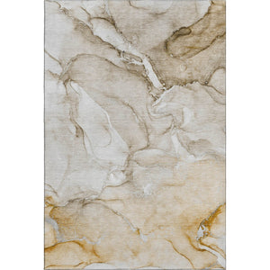 HomeRoots 8' X 10' Brown and Ivory Abstract Area Rug - Washable, UV-Protected, Stain-Resistant, Family-Friendly! 647162