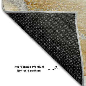 HomeRoots 8' X 10' Brown and Ivory Abstract Area Rug - Washable, UV-Protected, Stain-Resistant, Family-Friendly! 647162
