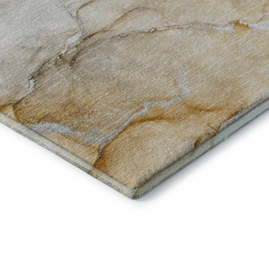 HomeRoots 8' X 10' Brown and Ivory Abstract Area Rug - Washable, UV-Protected, Stain-Resistant, Family-Friendly! 647162