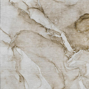 HomeRoots 8' X 10' Brown and Ivory Abstract Area Rug - Washable, UV-Protected, Stain-Resistant, Family-Friendly! 647162