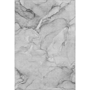 HomeRoots 5' X 8' Gray and Ivory Abstract Area Rug – Washable, Stain-Resistant, UV Protected for Homes 647166