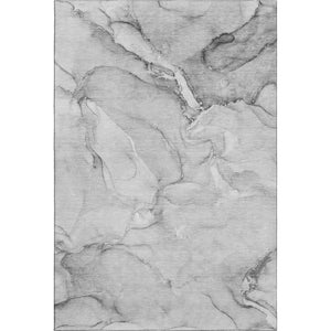 HomeRoots 8' X 10' Gray And Ivory Abstract Washable Area Rug - Durable, Stylish, UV Protected for Modern Homes 647168