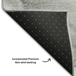HomeRoots 8' X 10' Gray And Ivory Abstract Washable Area Rug - Durable, Stylish, UV Protected for Modern Homes 647168