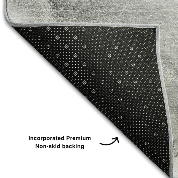 HomeRoots 8' X 10' Gray And Ivory Abstract Washable Area Rug - Durable, Stylish, UV Protected for Modern Homes 647168