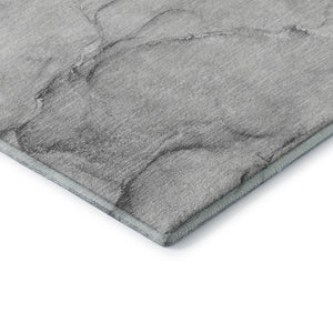 HomeRoots 8' X 10' Gray And Ivory Abstract Washable Area Rug - Durable, Stylish, UV Protected for Modern Homes 647168