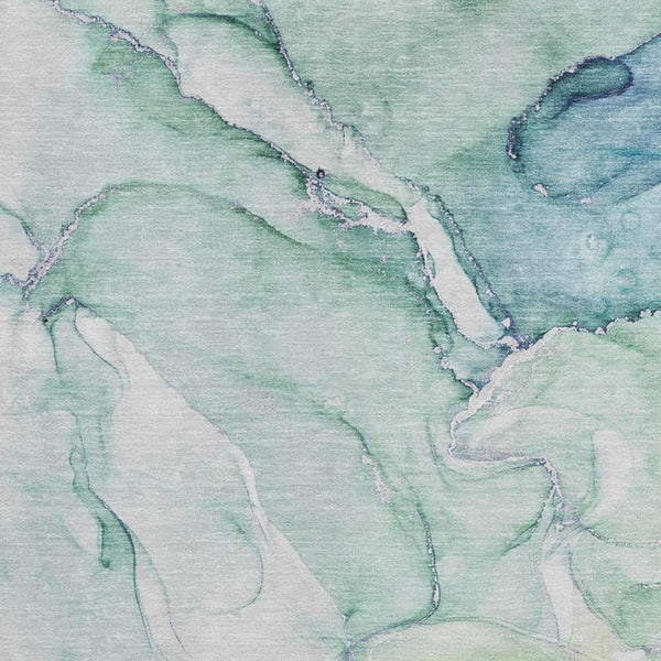 HomeRoots 5' X 8' Abstract Area Rug in Green, Blue & Ivory – Washable, UV-Protected, Durable & Stylish Design 647172