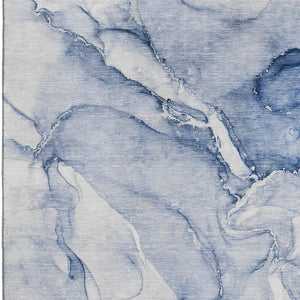 HomeRoots 8' X 10' Navy Blue & Ivory Abstract Washable Area Rug – Stylish, Durable, UV-Protective Design! 647180