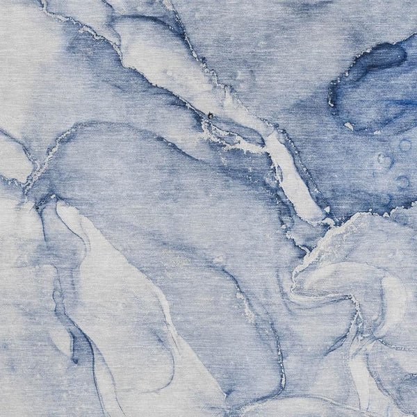 HomeRoots 9' X 12' Navy Blue & Ivory Abstract Area Rug - Washable, UV-Protected, Durable Design for High-Traffic Areas 647181
